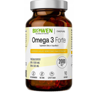 Olej Omega 3 Forte, witamina E, cholesterol, serce, 90 kapsułek, Biowen