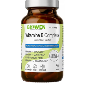 Witamina B Complex Biowen - 90 kapsułek, Niacyna, Biotyna, układ nerwowy