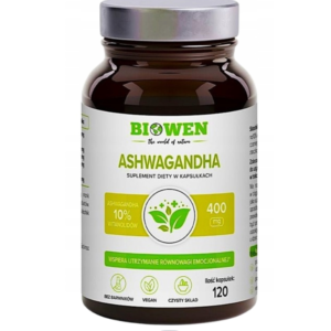 Ashwagandha witalność, energia, 10% witanolidów, 120 wegańskich kapsułek